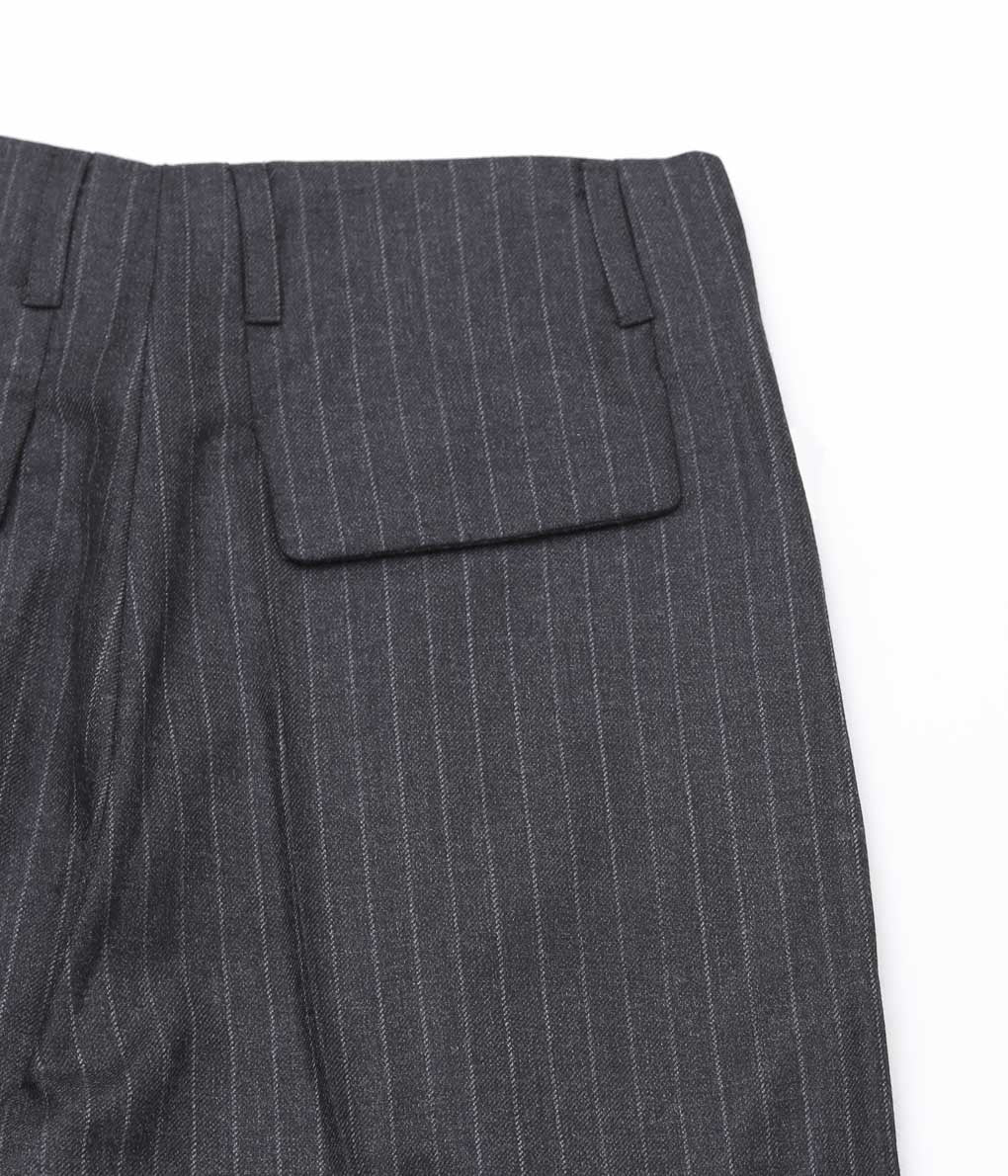 LEA BOBERG''D.P.TROUSERS (DUGDALE BRITISH DEADSTOCK 100'S WOOL)''(GREY/WHITE STRIPE)