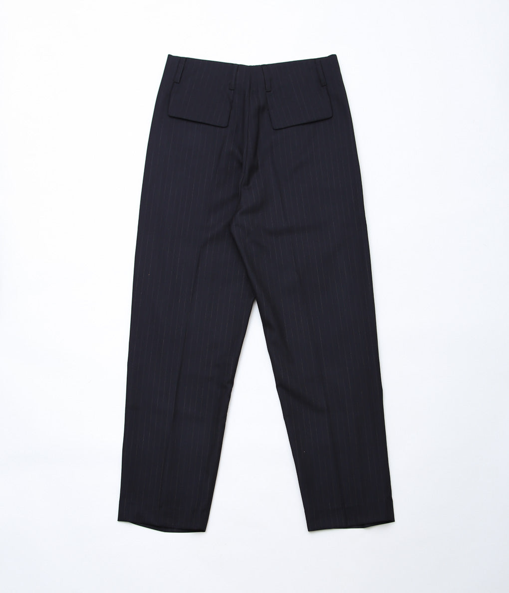 LEA BOBERG''D.P. TROUSERS (JAPANESE SUPER100'S WOOL 2/80)'' (NAVY / WHITE STRIPE)