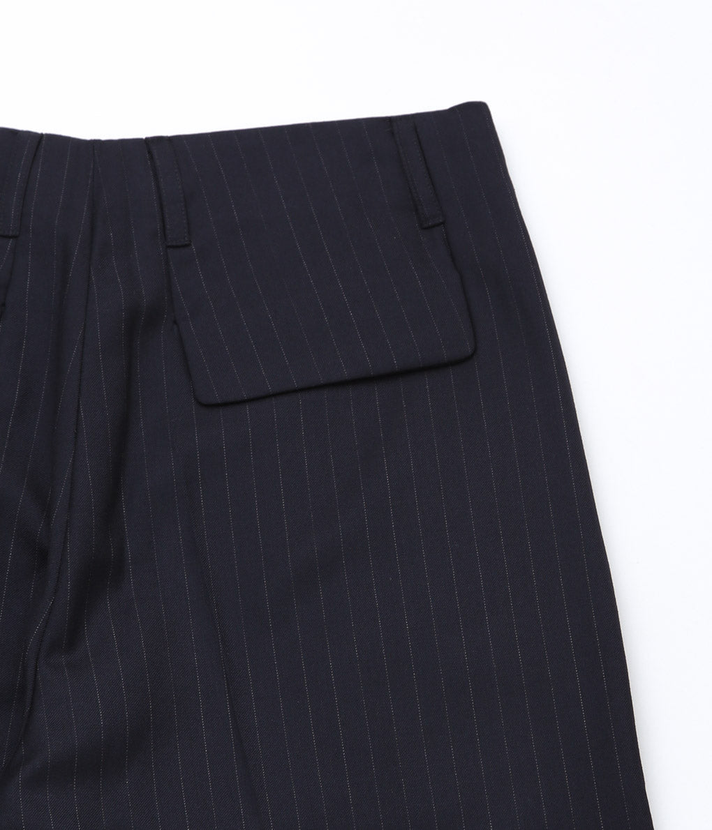 LEA BOBERG''D.P. TROUSERS (JAPANESE SUPER100'S WOOL 2/80)'' (NAVY / WHITE STRIPE)