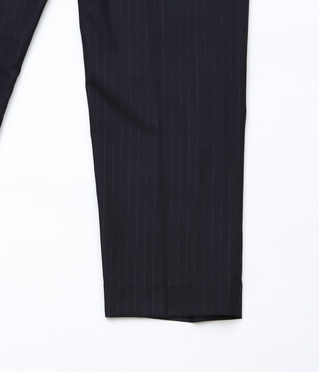 LEA BOBERG''D.P. TROUSERS (JAPANESE SUPER100'S WOOL 2/80)'' (NAVY / WHITE STRIPE)