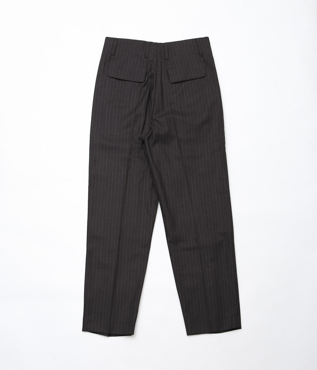 LEA BOBERG''D.P. TROUSERS (JAPANESE SUPER100'S WOOL 2/80)'' (BROWN / WHITE STRIPE)