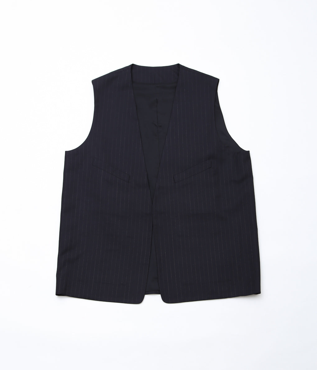 LEA BOBERG''D.W.VEST (JAPANESE SUPER100'S WOOL 2/80)'' (NAVY / WHITE STRIPE)