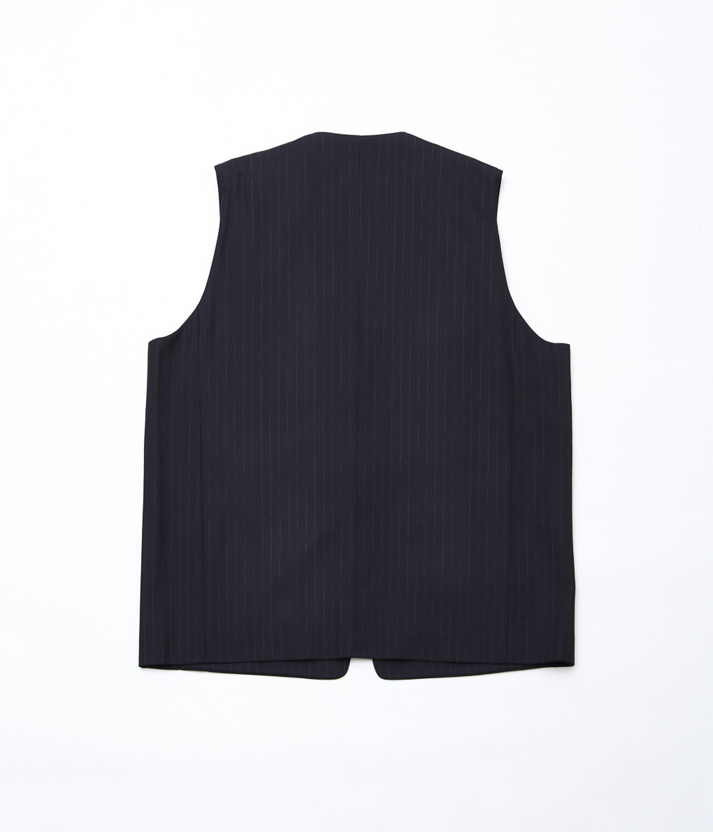 LEA BOBERG''D.W.VEST (JAPANESE SUPER100'S WOOL 2/80)'' (NAVY / WHITE STRIPE)