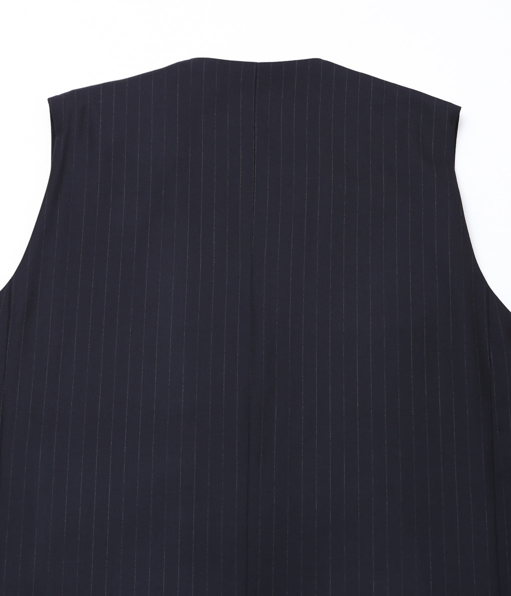 LEA BOBERG''D.W.VEST (JAPANESE SUPER100'S WOOL 2/80)'' (NAVY / WHITE STRIPE)