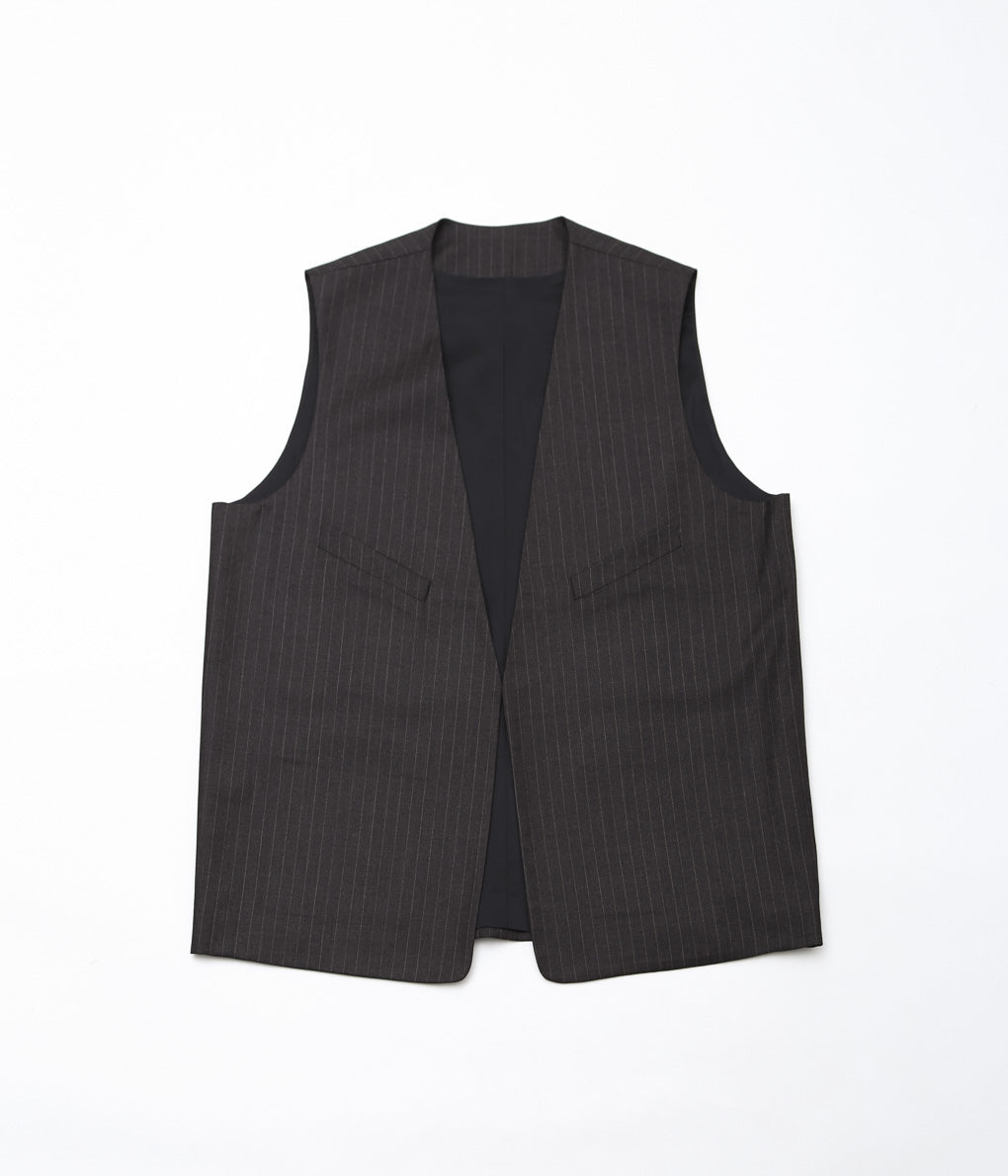 LEA BOBERG''D.W.VEST (JAPANESE SUPER100'S WOOL 2/80)'' (BROWN / WHITE STRIPE)