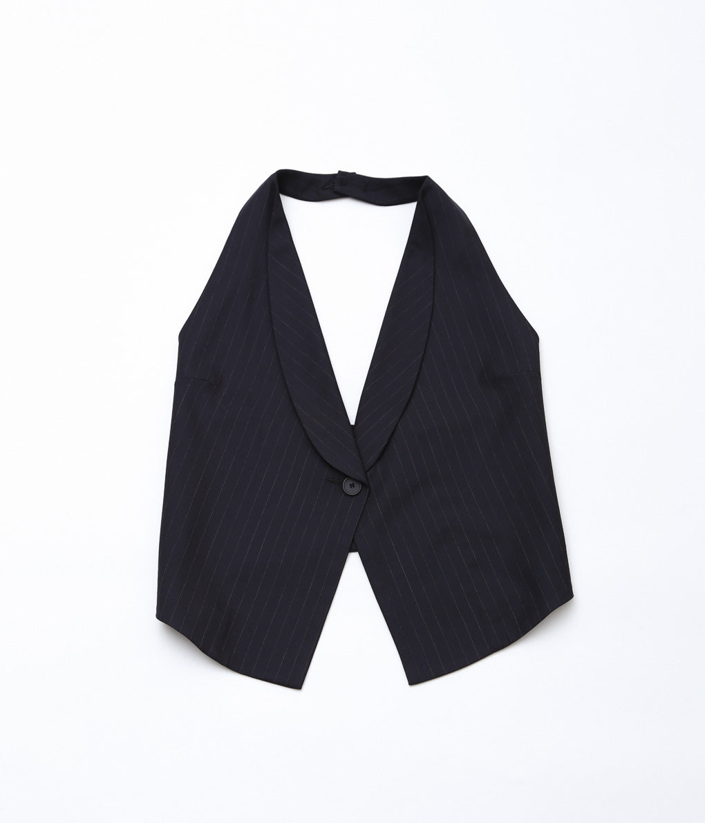 LEA BOBERG''S.L. VEST (JAPANESE SUPER100'S WOOL 2/80)'' (NAVY / WHITE STRIPE)