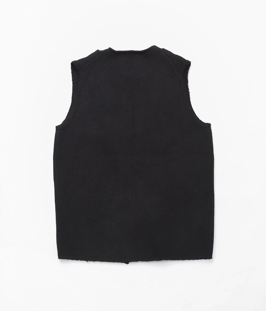 LEA BOBERG''KNITTED V NECK VEST (SCOTTISH LAMBSWOOL)'' (BLACK)