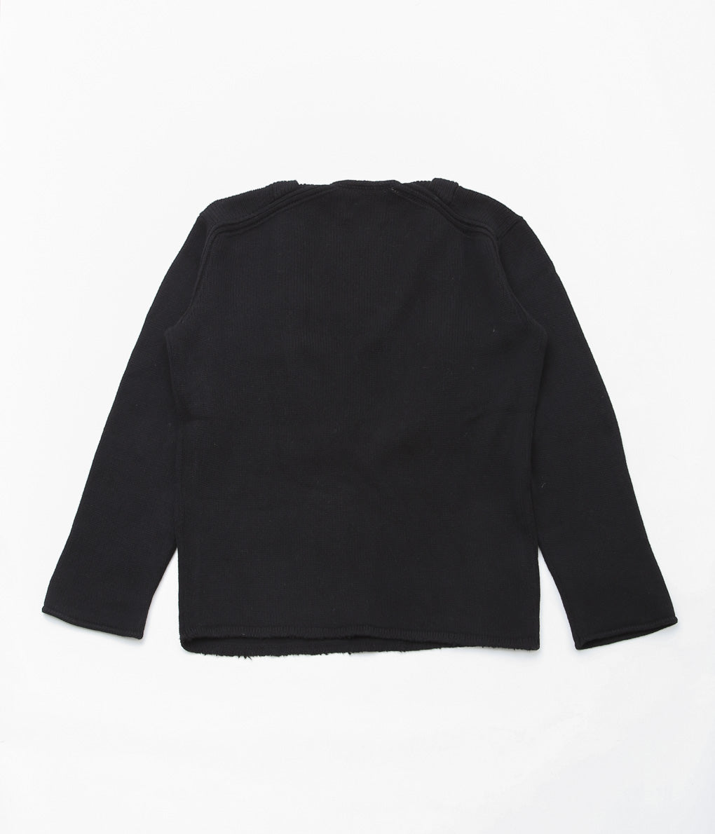 LEA BOBERG''KNITTED V NECK JUMPER (SCOTTISH LAMBSWOOL)'' (BLACK)