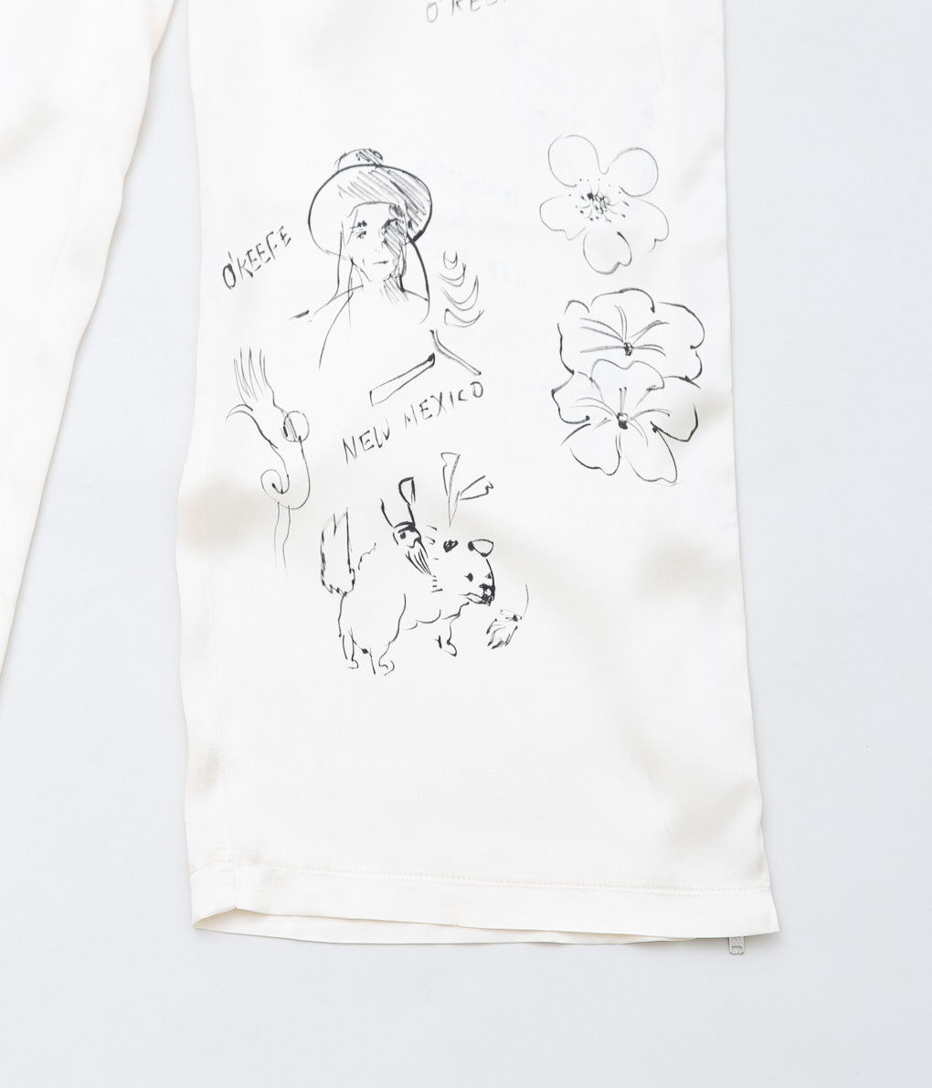 WONDEROUND ''PANTS WITH ZIPPER W/HAND DRAWING'' (CREAM/SILK)