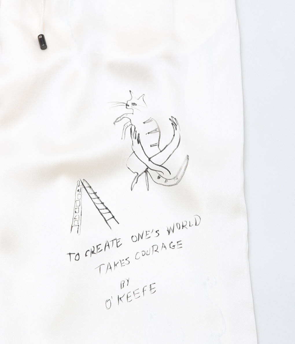 WONDEROUND ''PANTS WITH ZIPPER W/HAND DRAWING'' (CREAM/SILK)