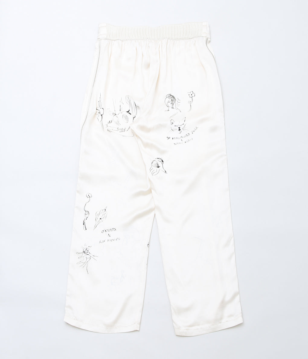 WONDEROUND ''PANTS WITH ZIPPER W/HAND DRAWING'' (CREAM/SILK)