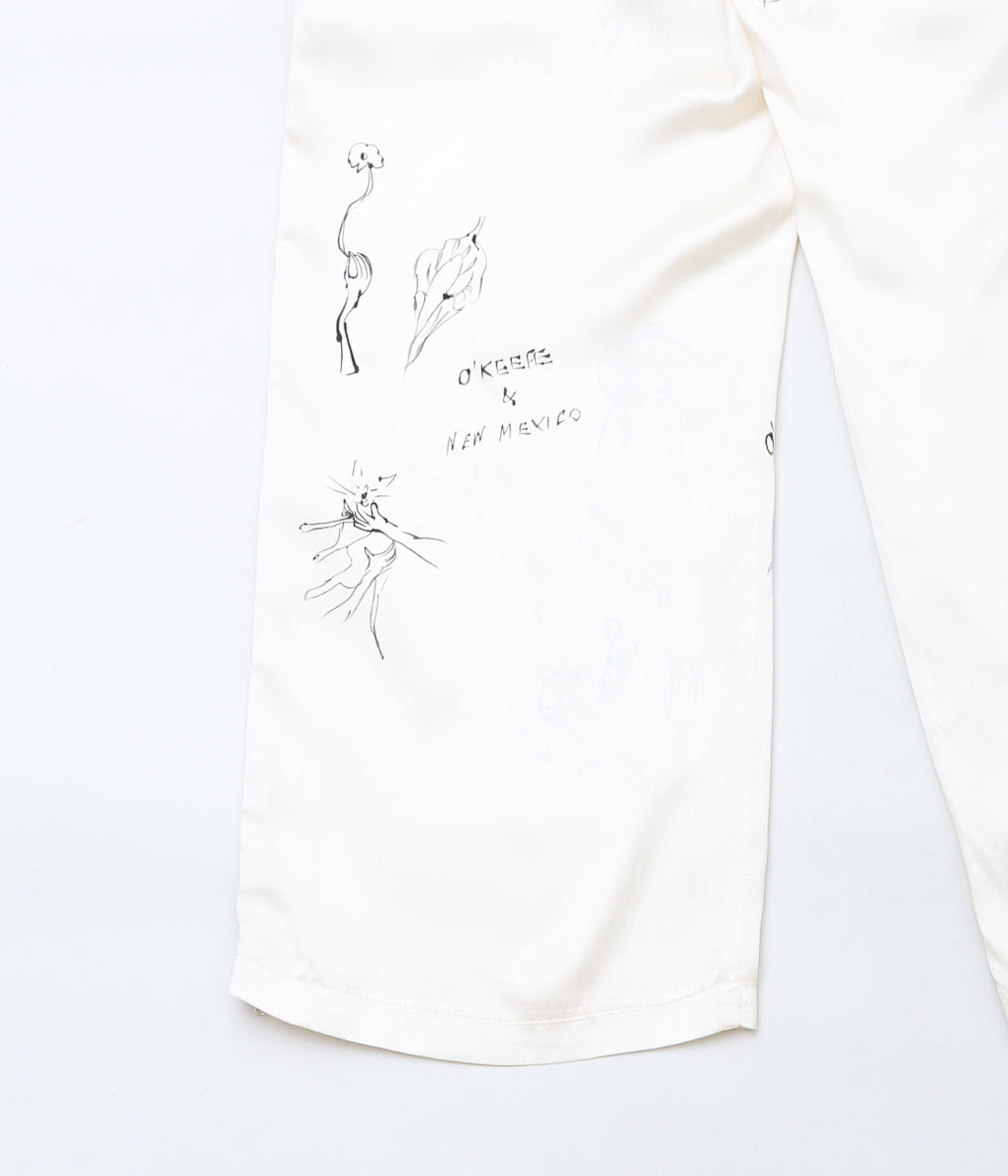 WONDEROUND ''PANTS WITH ZIPPER W/HAND DRAWING'' (CREAM/SILK)