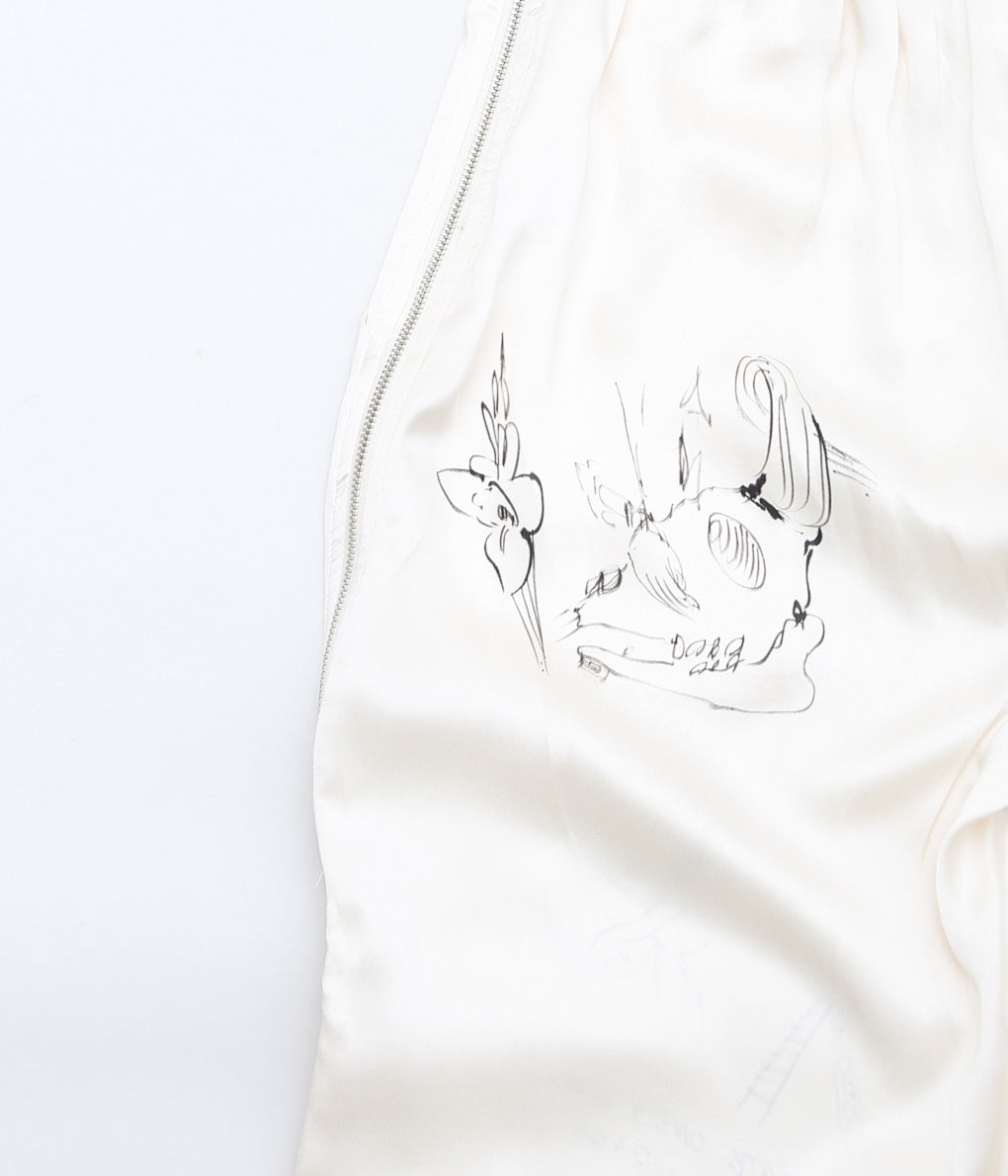 WONDEROUND ''PANTS WITH ZIPPER W/HAND DRAWING'' (CREAM/SILK)