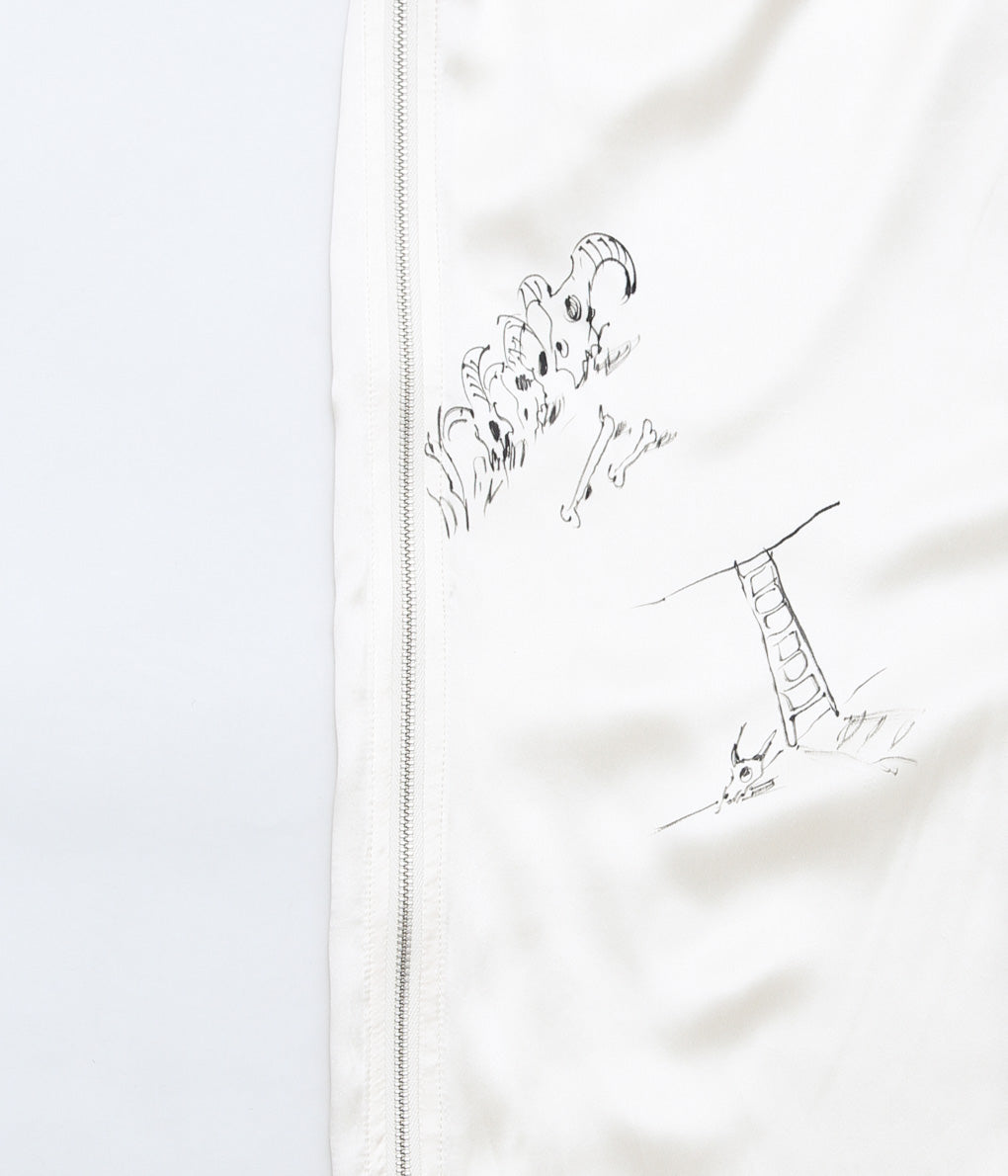 WONDEROUND ''PANTS WITH ZIPPER W/HAND DRAWING'' (CREAM/SILK)