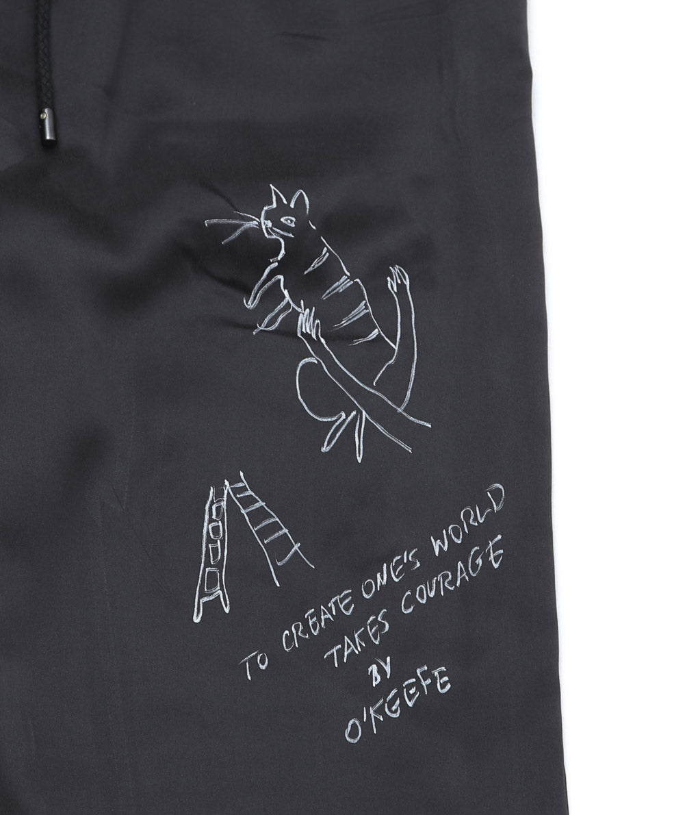 WONDEROUND ''PANTS WITH ZIPPER W/HAND DRAWING'' (BLACK/SILK)