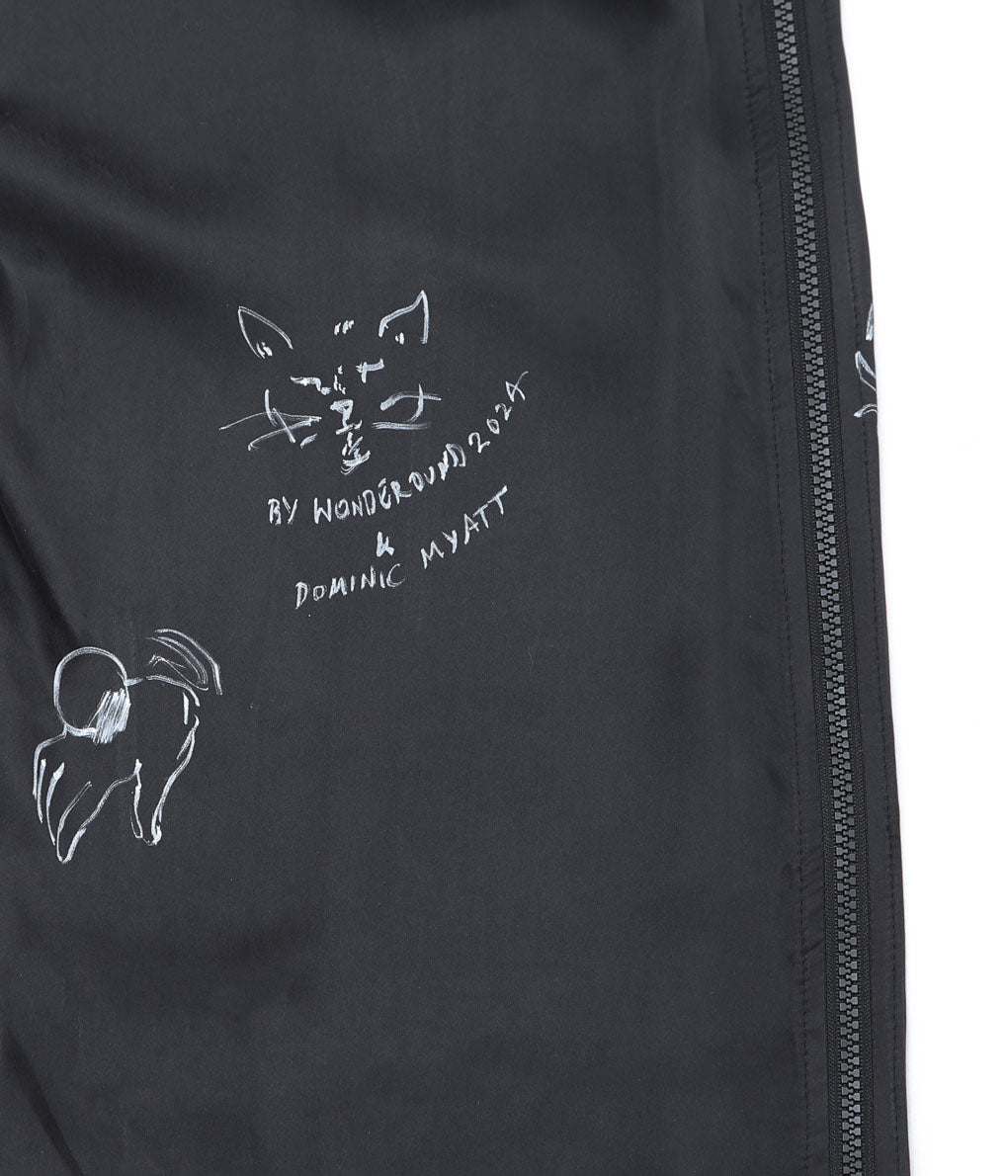 WONDEROUND ''PANTS WITH ZIPPER W/HAND DRAWING'' (BLACK/SILK)