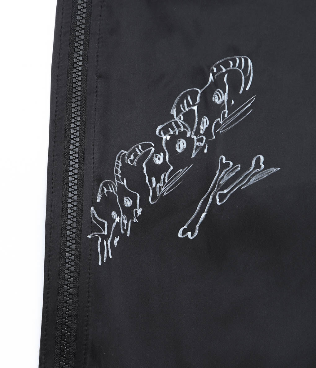 WONDEROUND ''PANTS WITH ZIPPER W/HAND DRAWING'' (BLACK/SILK)