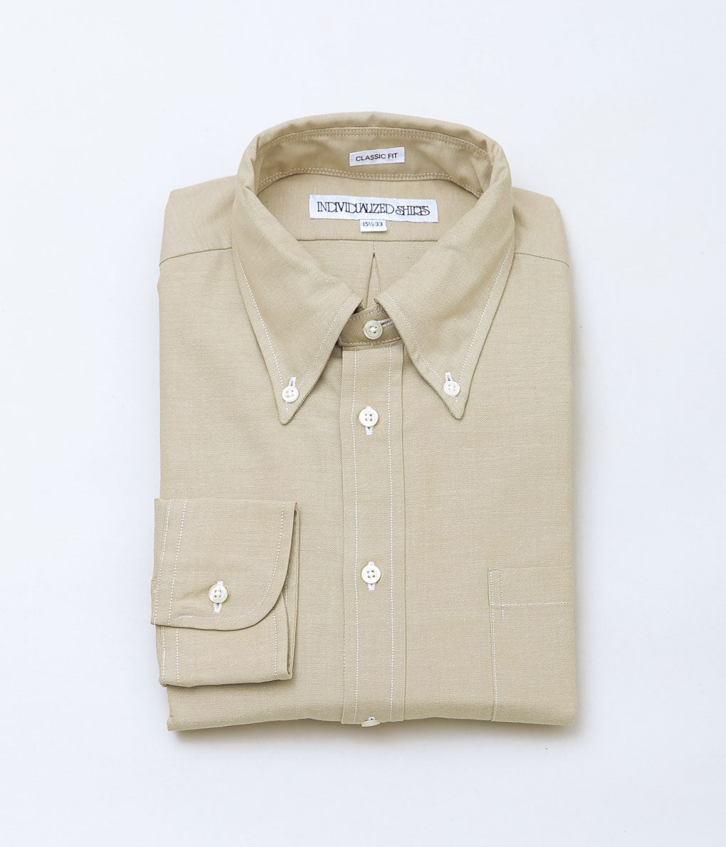 INDIVIDUALIZED SHIRTS ''NATURAL COTTON CLASSIC FIT BUTTON SHIRTS''(BEIGE)