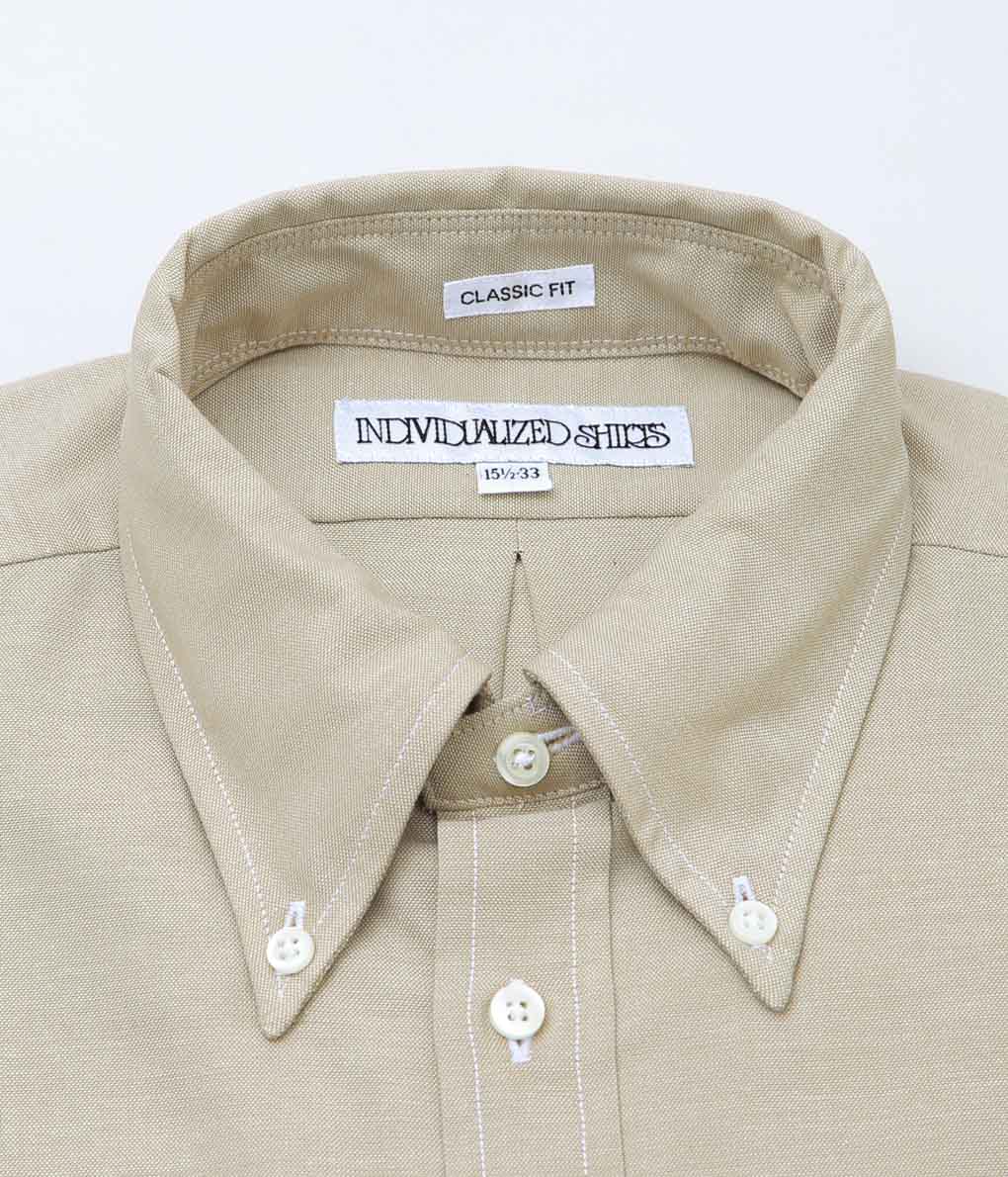 INDIVIDUALIZED SHIRTS ''NATURAL COTTON CLASSIC FIT BUTTON SHIRTS''(BEIGE)