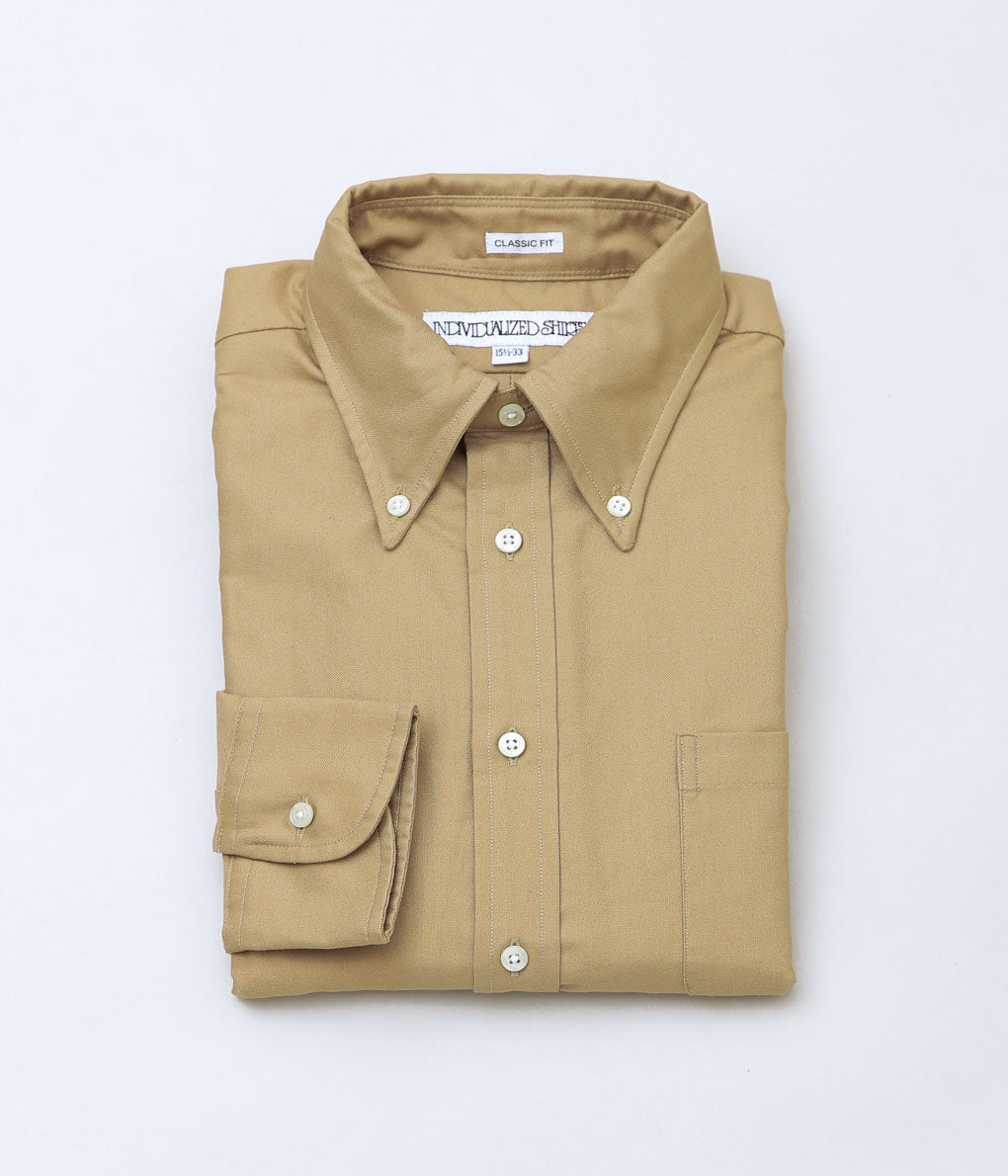 INDIVIDUALIZED SHIRTS ''NATURAL COTTON CLASSIC FIT BUTTON SHIRTS''(KHAKI)