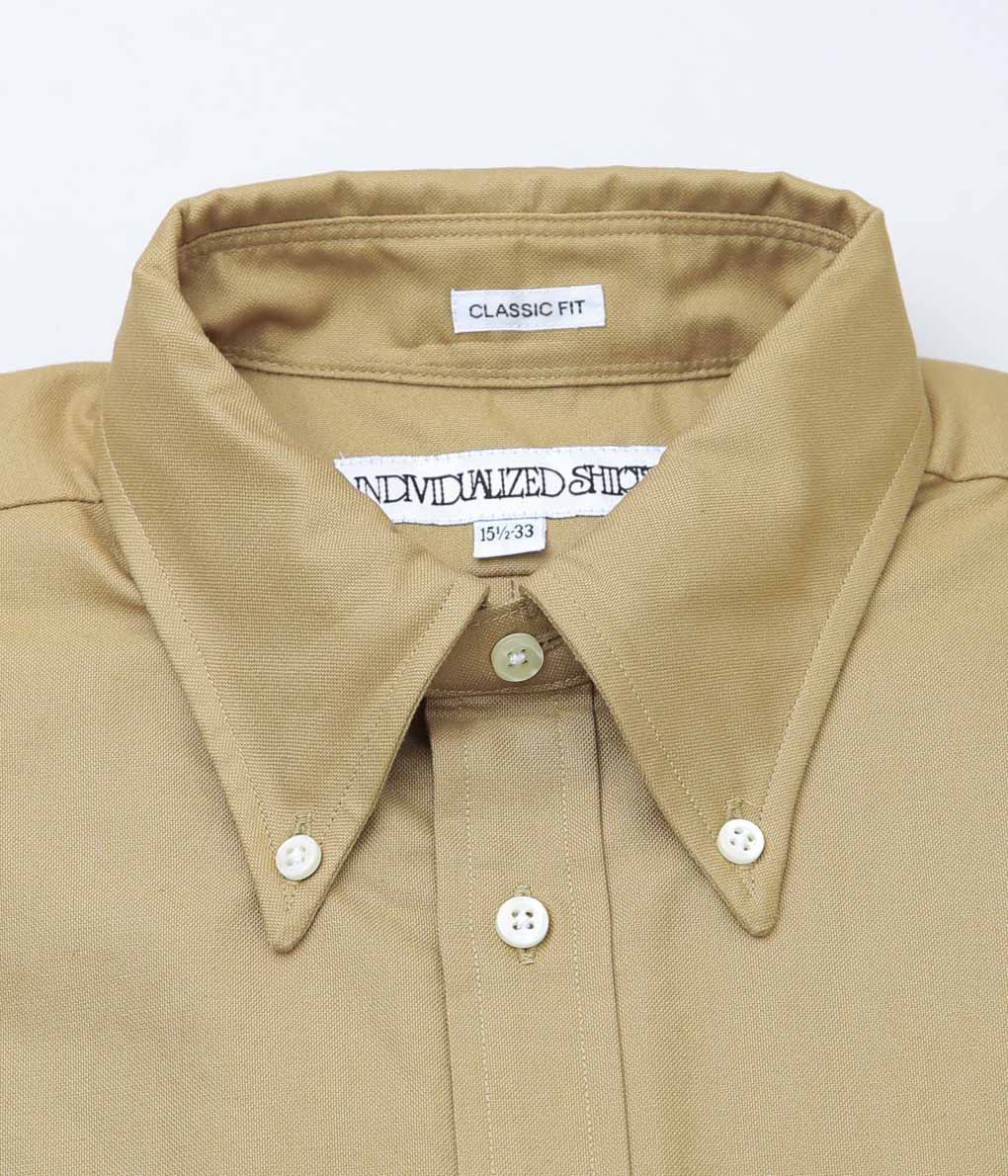 INDIVIDUALIZED SHIRTS ''NATURAL COTTON CLASSIC FIT BUTTON SHIRTS''(KHAKI)