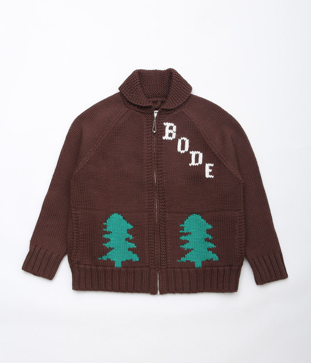 BODE ''FIR SHAWL COLLAR CARDIGAN'' (BROWN)