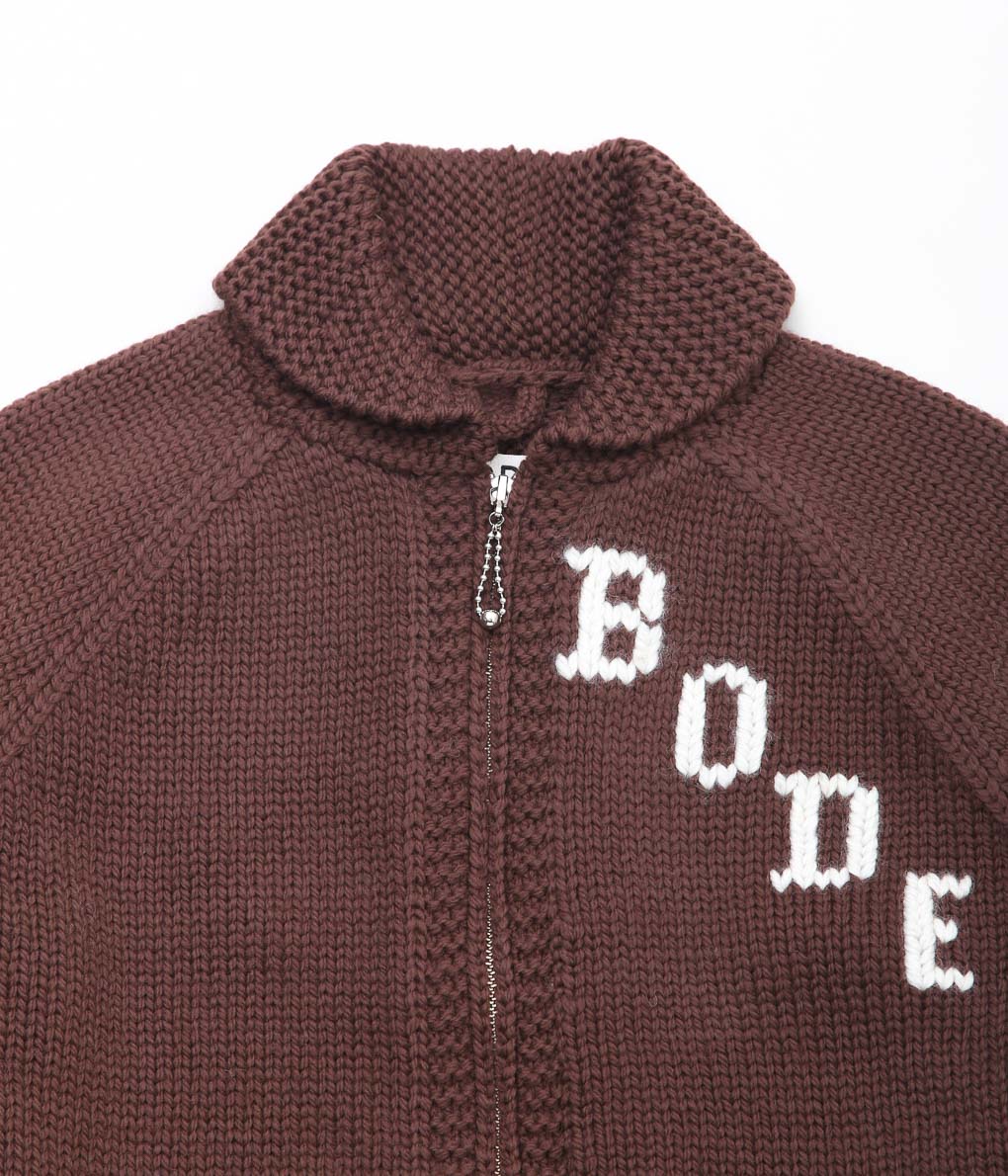 BODE ''FIR SHAWL COLLAR CARDIGAN'' (BROWN)