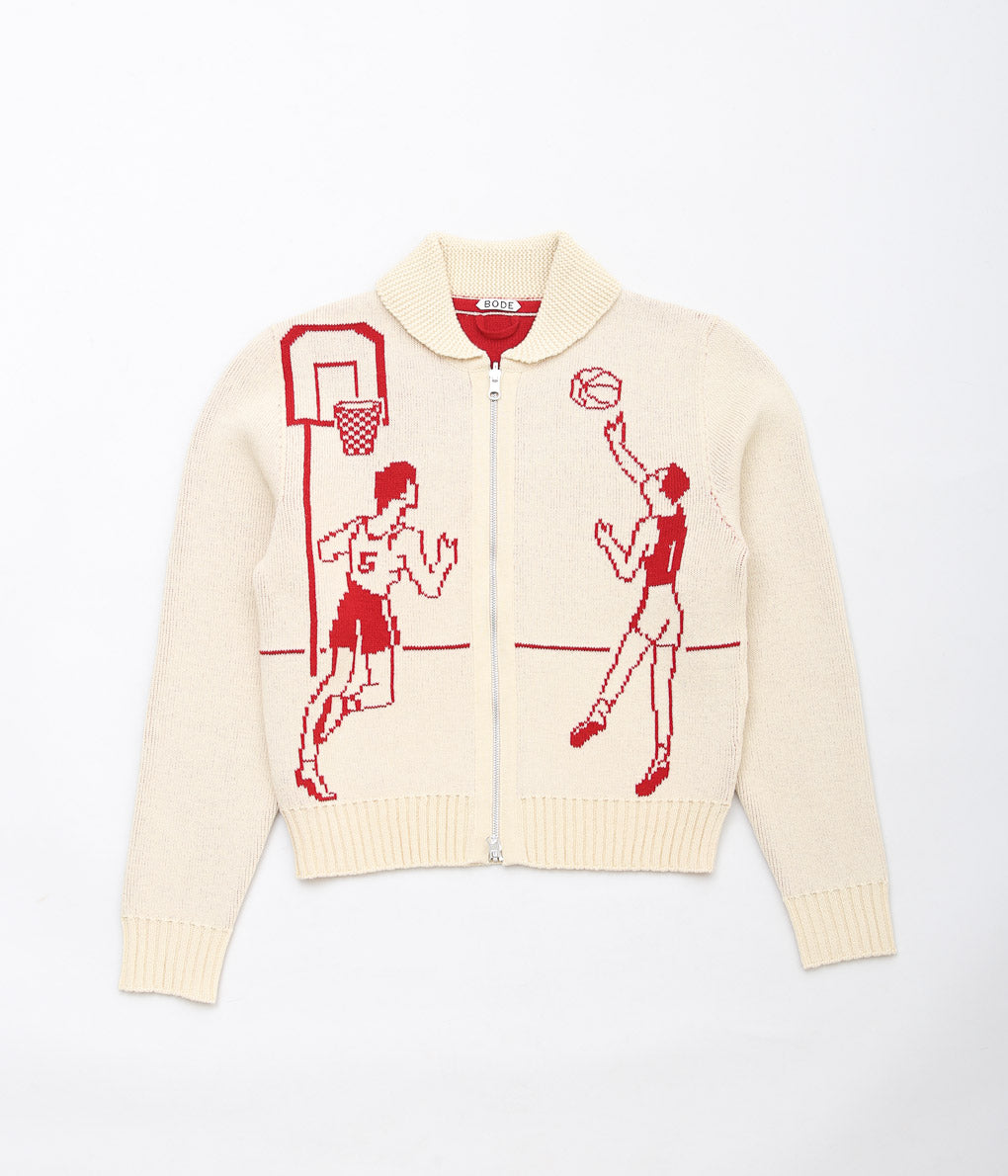 BODE ''HOOP CARDIGAN'' (CREAM RED)