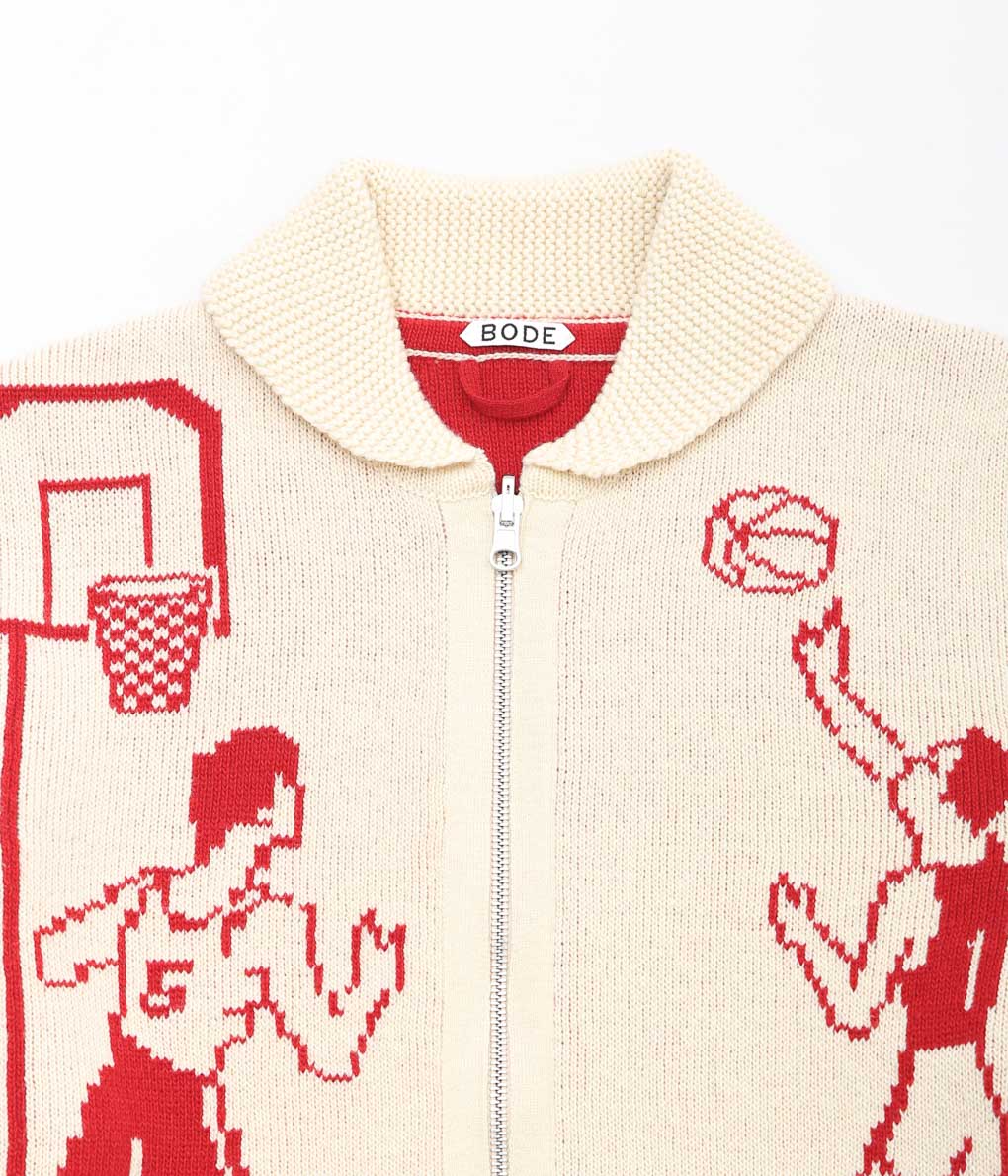 BODE ''HOOP CARDIGAN'' (CREAM RED)