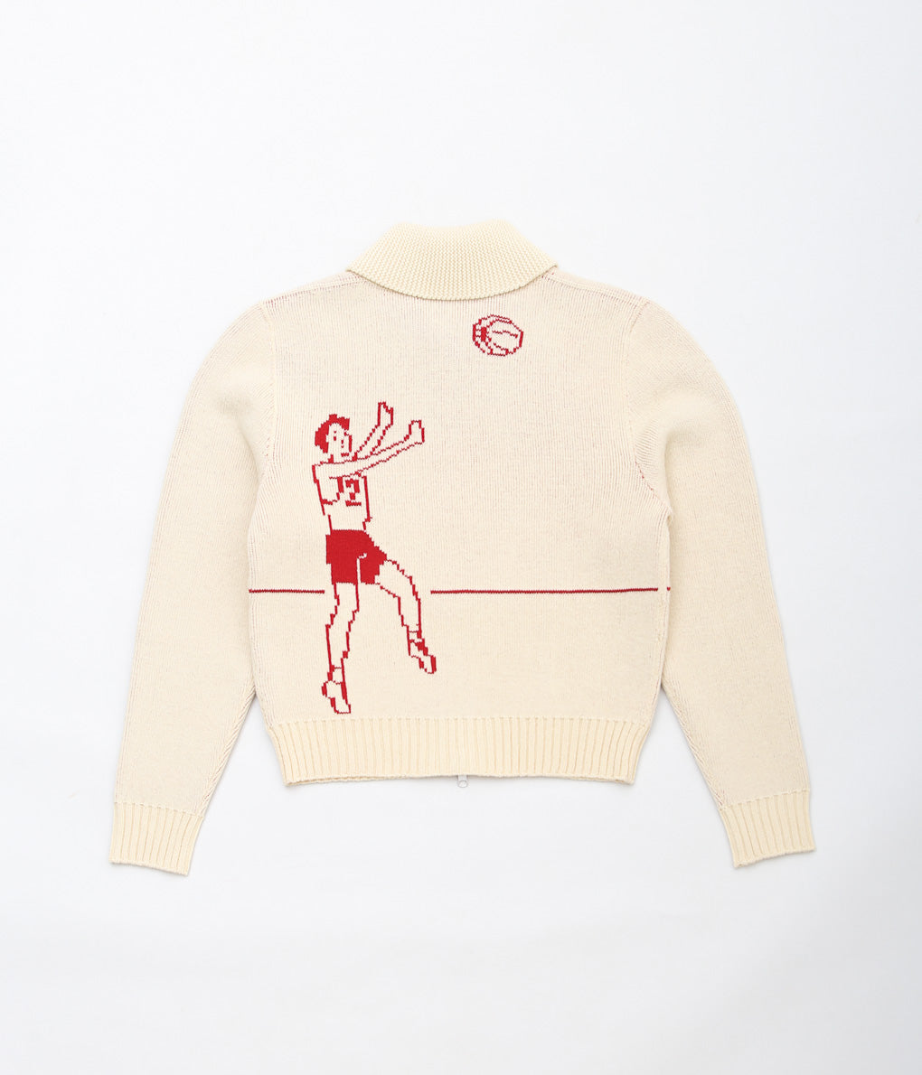 BODE ''HOOP CARDIGAN'' (CREAM RED)