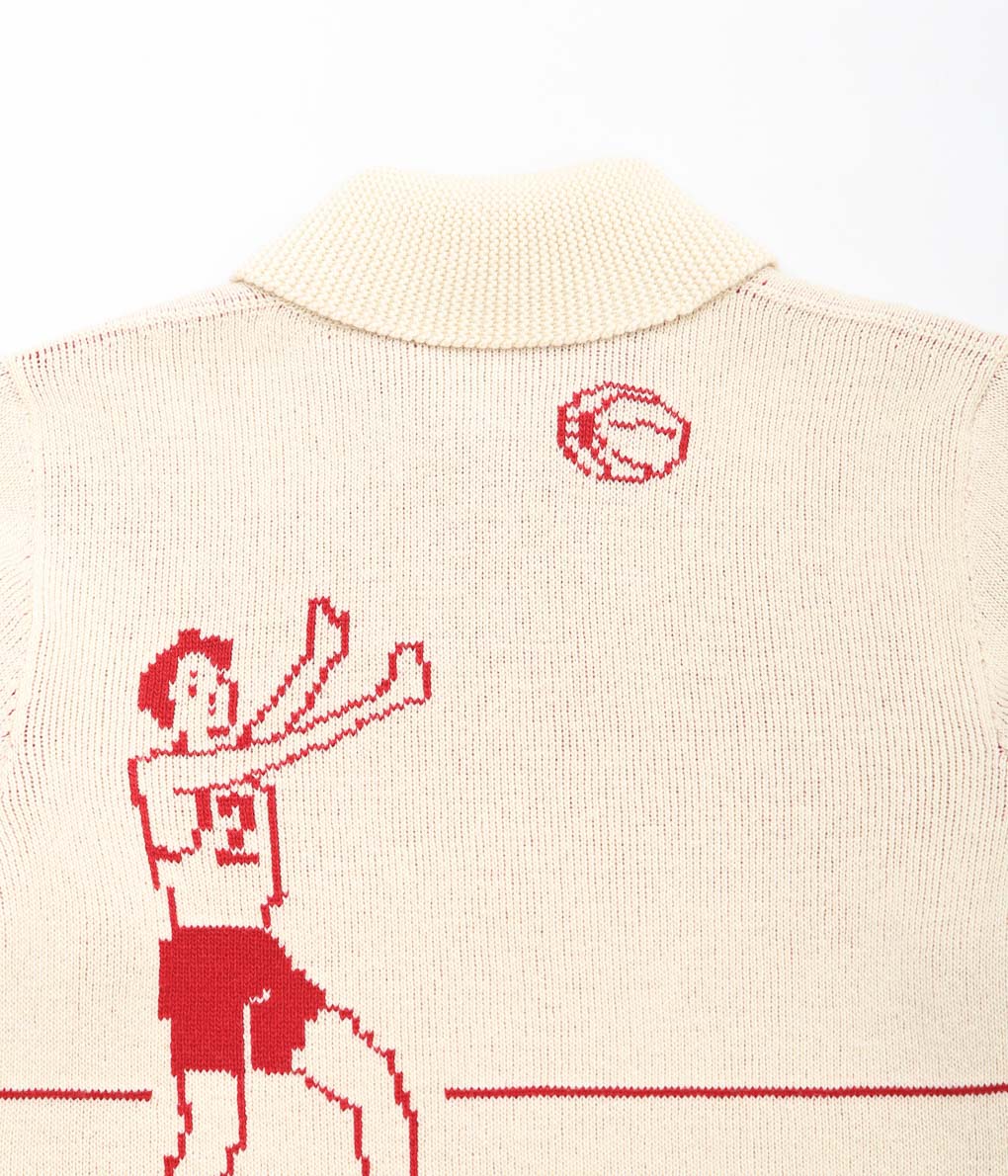 BODE ''HOOP CARDIGAN'' (CREAM RED)