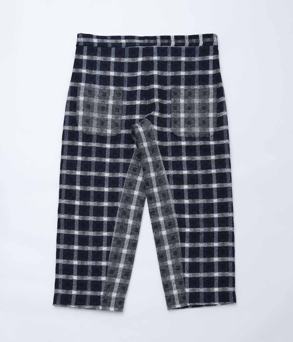 SEVENTY FIVE ''DOUBLE TWILL DRAWSTRING TROUSERS'' (LAKE & CHARCOAL)