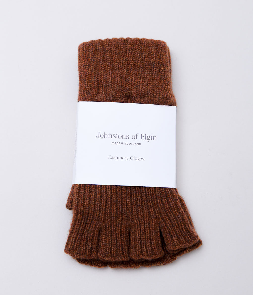 JOHNSTONS ''UNISEX KNITTED FINGERLESS GLOVES'' (RUSSET)