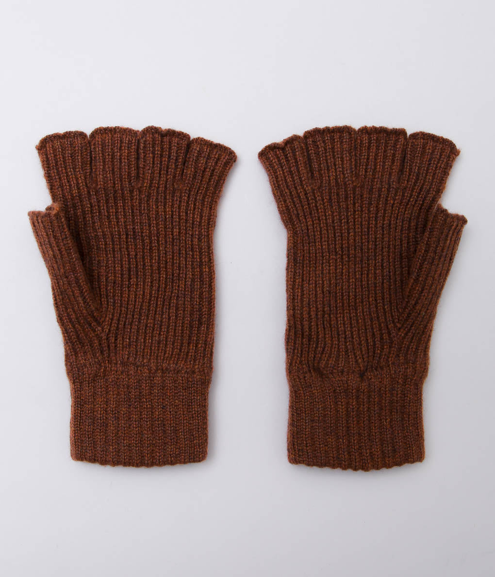 JOHNSTONS ''UNISEX KNITTED FINGERLESS GLOVES'' (RUSSET)