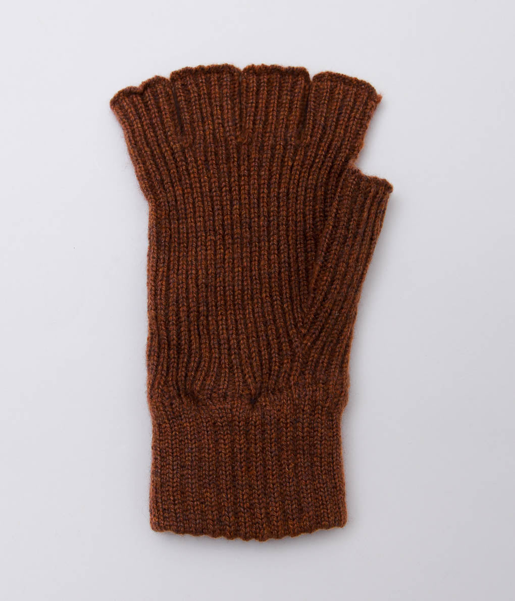 JOHNSTONS ''UNISEX KNITTED FINGERLESS GLOVES'' (RUSSET)