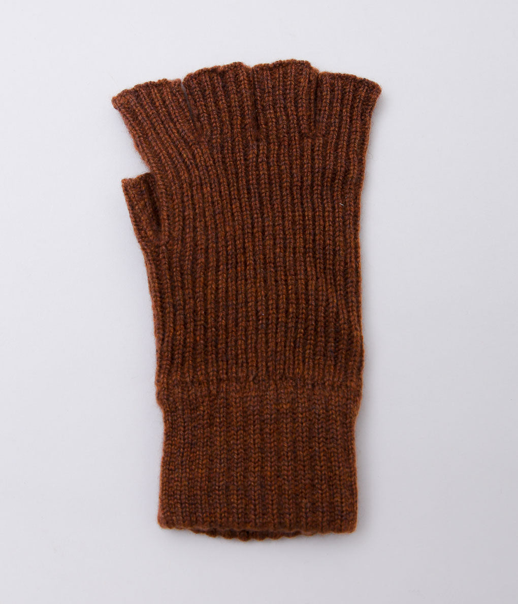 JOHNSTONS ''UNISEX KNITTED FINGERLESS GLOVES'' (RUSSET)