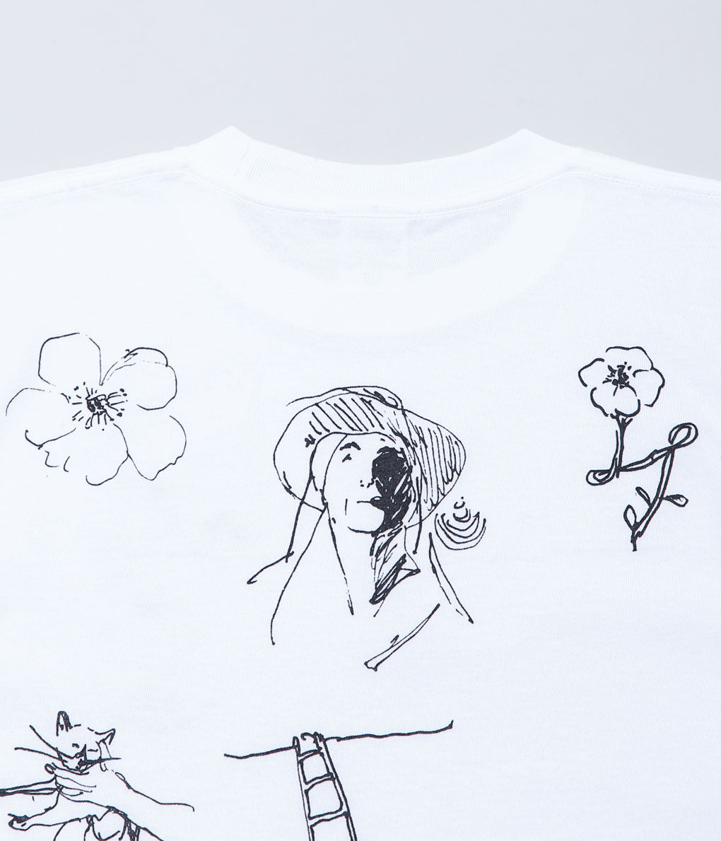 WONDEROUND ``GEORGIA O'KEEFFE DRAWING T-SHIRT'' (WHITE/COTTON)