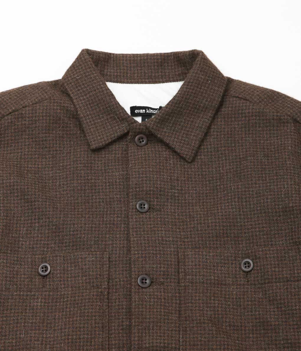 EVAN KINORI ''FIELD SHIRT TWO'' (UNDYED-BROWN)