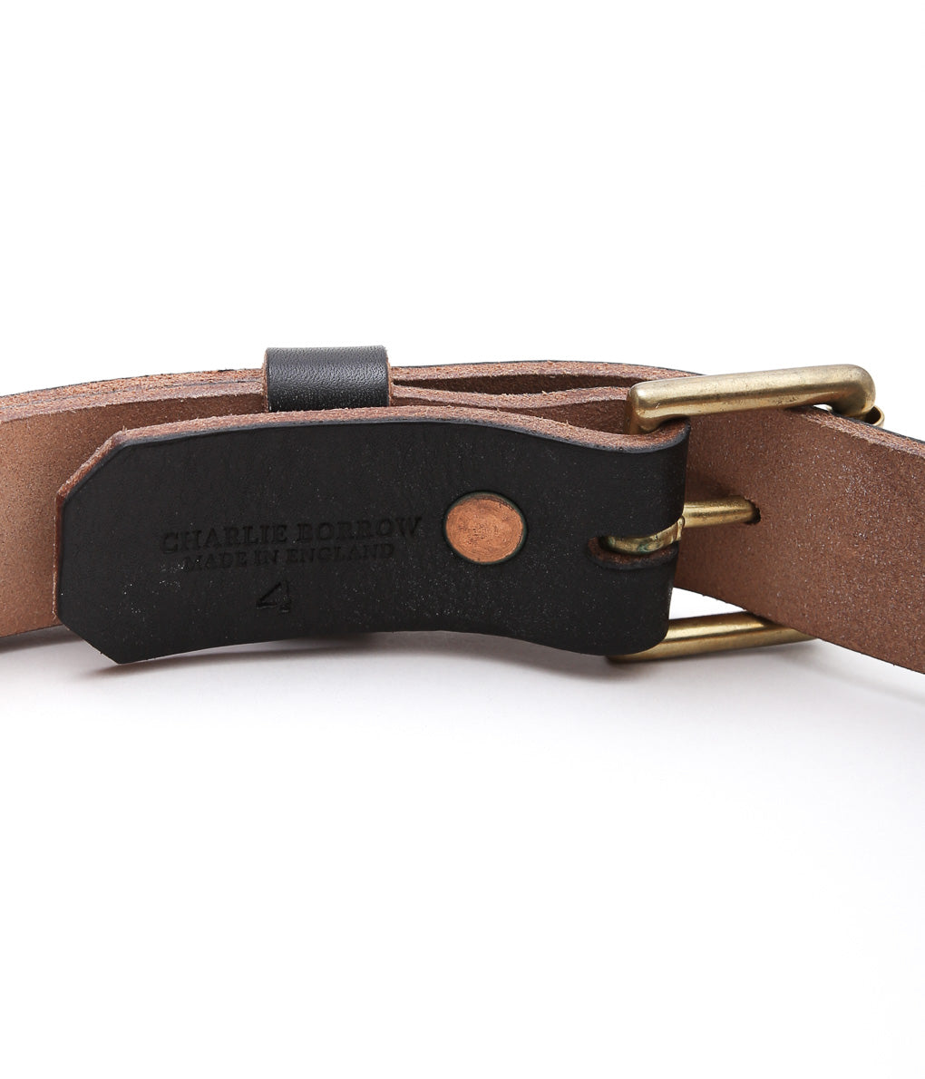 CHARLIE BORROW ``LEATHER BELT'' (BLACK)