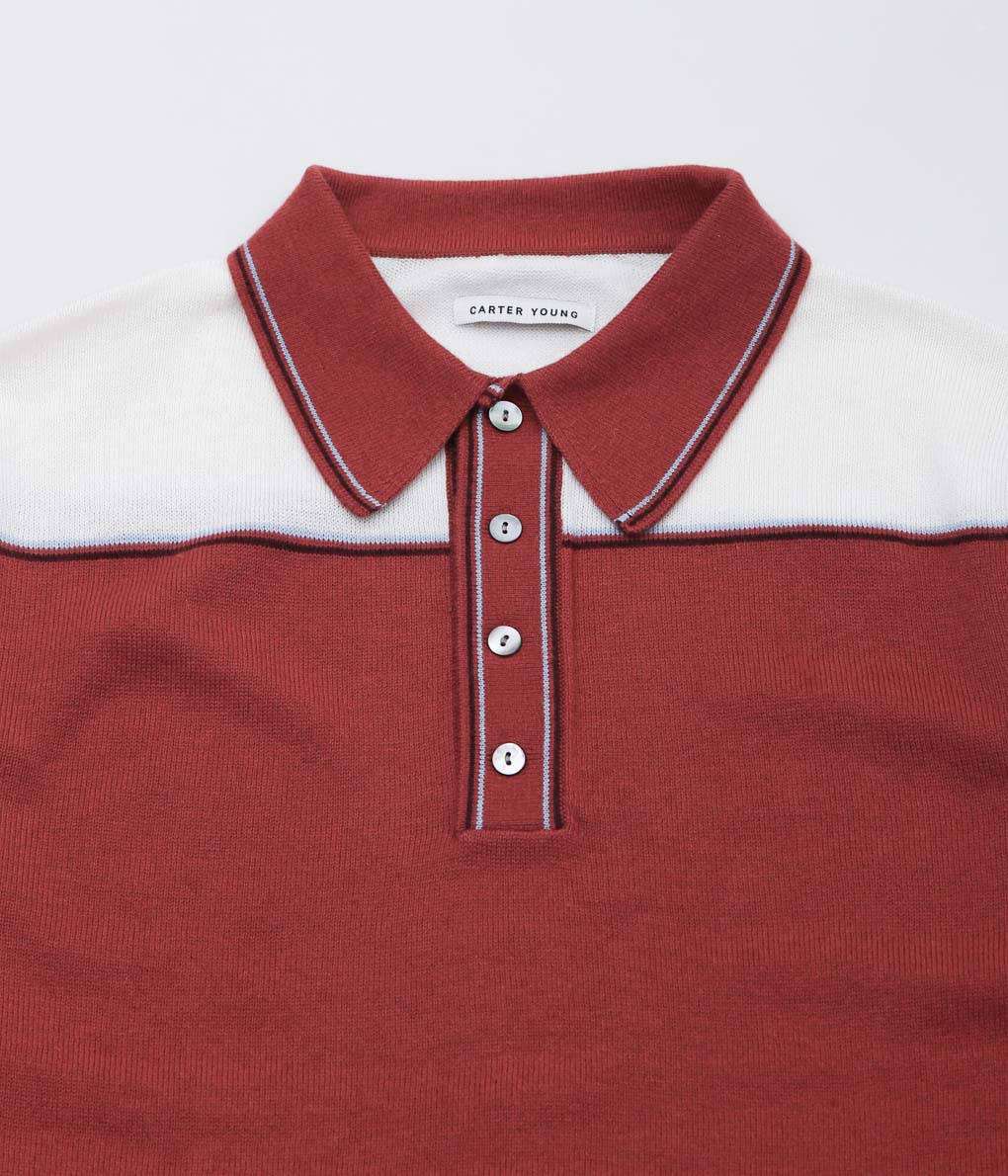 CARTER YOUNG ''KOWALSKI KNIT POLO'' (BURGUNDY/CREAM)