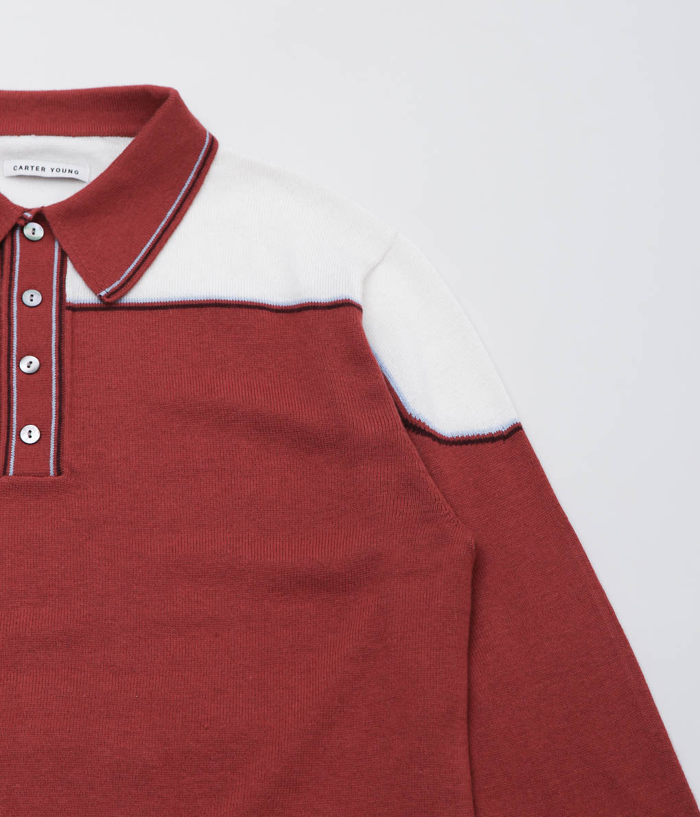 CARTER YOUNG ''KOWALSKI KNIT POLO'' (BURGUNDY/CREAM)