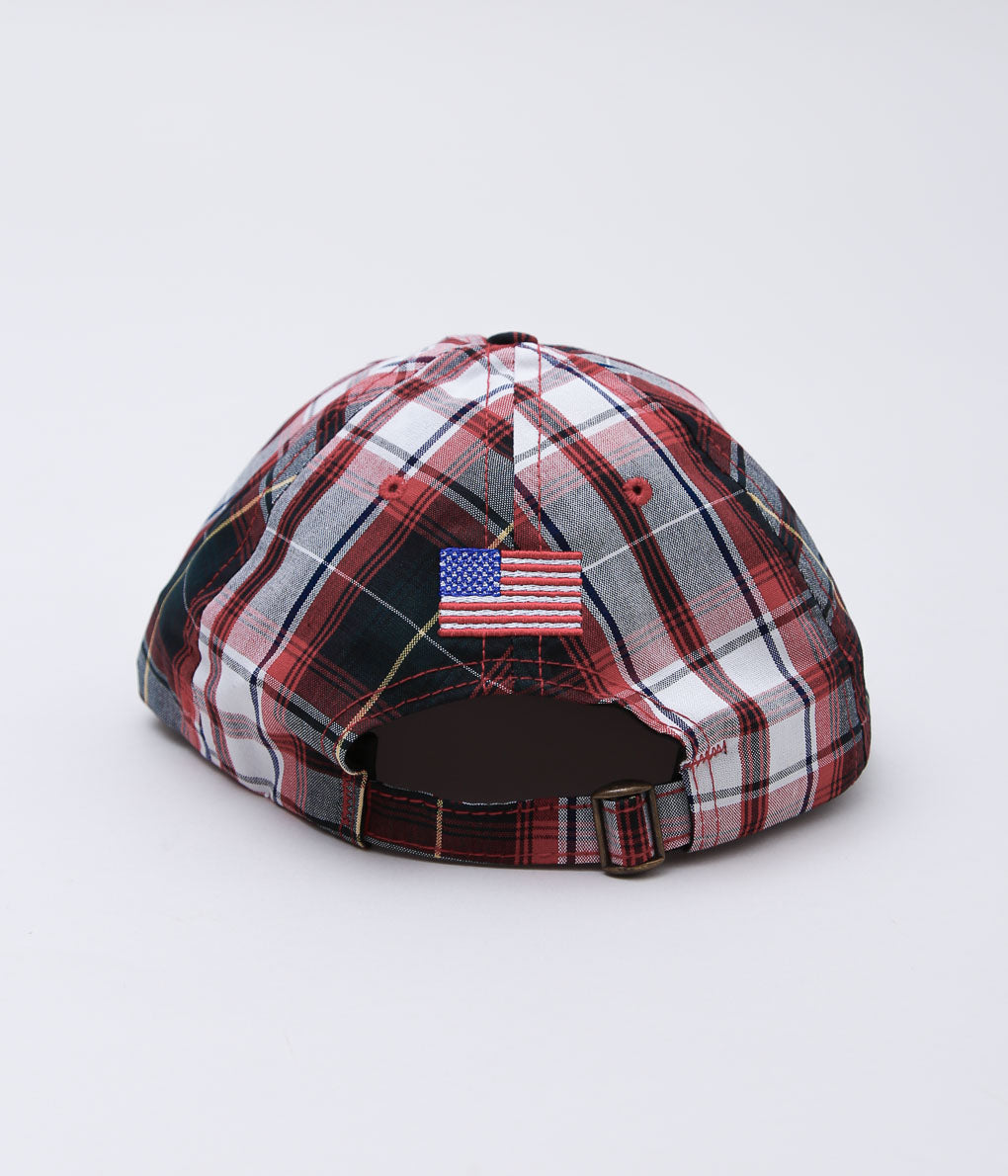 COMPETITION HEADWEAR ''UNIFORM PLAID FLAG EMBROIDERY MVP CAP'' (WHITE/RED)