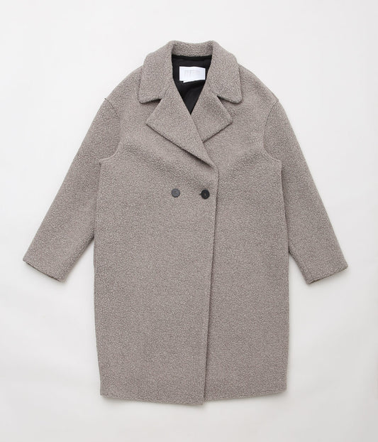 HARRIS WHARF LONDON ''WOMEN DROPPED SHOULDER D.Ｂ. COAT BOUCLE'' (TAUPE)