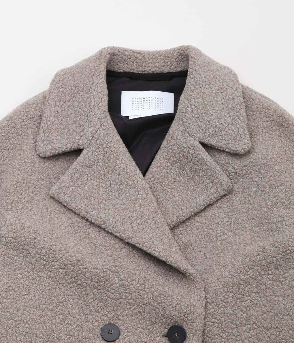 HARRIS WHARF LONDON ''WOMEN DROPPED SHOULDER D.Ｂ. COAT BOUCLE'' (TAUPE)