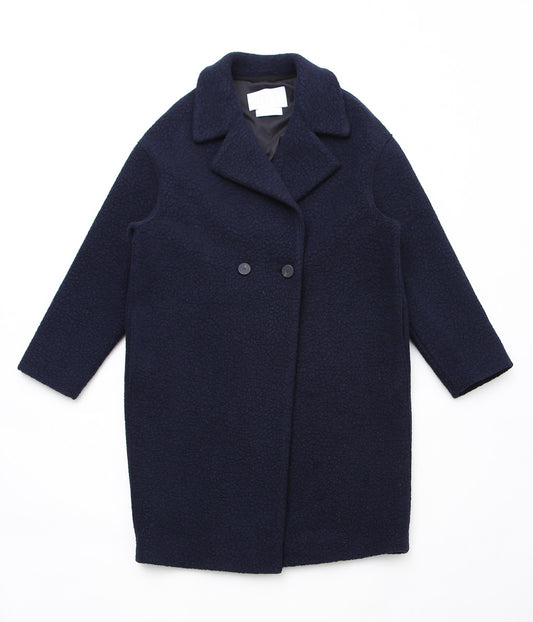 HARRIS WHARF LONDON ''WOMEN DROPPED SHOULDER D.Ｂ. COAT BOUCLE'' (NAVY BLUE)