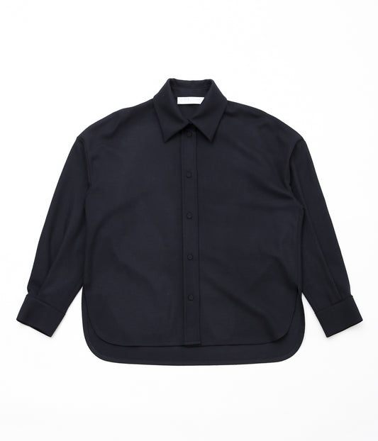 HARRIS WHARF LONDON ''WOMEN OVERSIZED SHIRT SUPERFINE MERINO'' (NAVY BLUE)