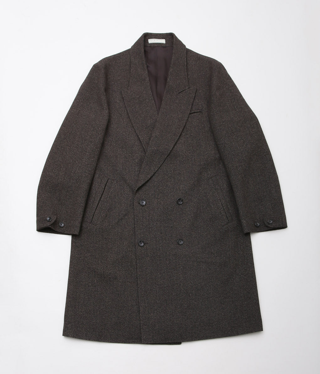 GORSCH ''HERRING BONE WOOL PEAKED LAPEL COAT'' (BISTRE)