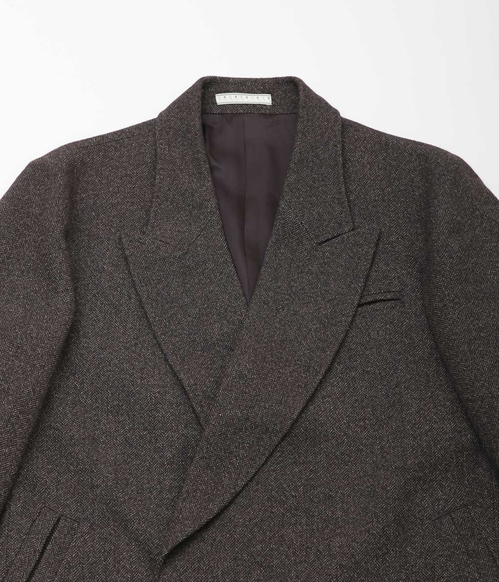 GORSCH ''HERRING BONE WOOL PEAKED LAPEL COAT'' (BISTRE)