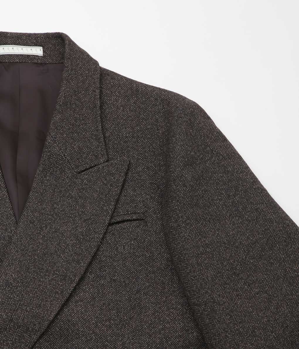 GORSCH ''HERRING BONE WOOL PEAKED LAPEL COAT'' (BISTRE)