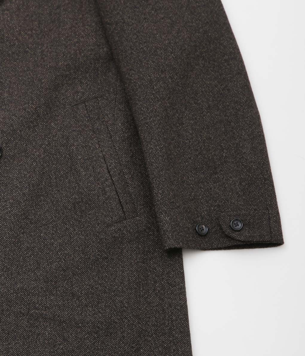 GORSCH ''HERRING BONE WOOL PEAKED LAPEL COAT'' (BISTRE)